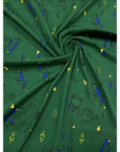 Ткань Рибана ластик 100 хлопок Животные на зеленом 100x170 см Nobrand