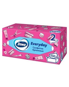 Салфетки бумажные косметические неароматизированные в коробках Everyday Zewa Зева 100шт 6286 Sca hygiene products.