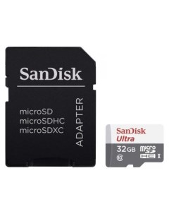 Карта памяти 32Gb Ultra Micro Secure Digital HC UHS I SDSQUNR 032G GN3MA с переходником под SD Sandisk