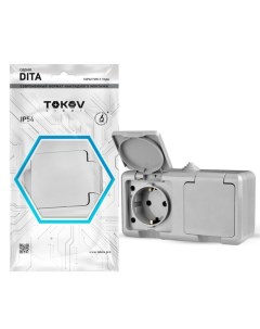 Розетка Dita 2 м 16А IP54 250В с з к с кр серый Tokov electric