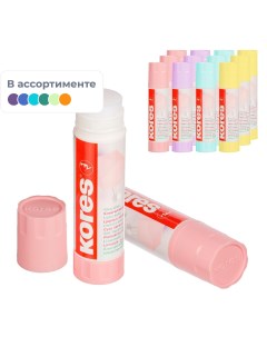 Клей карандаш 20г pastel ассорти розовый желтый фиолетовый мятный Kores