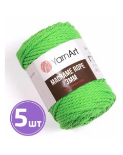 Пряжа Macrame rope 3 мм 802 ярко зеленый 5 шт по 250 г Yarnart