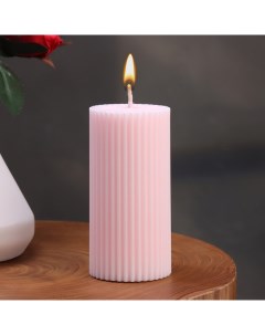Свеча цилиндр с гранями 5х10 см пальмовый воск светло розовая 6 ч Дарим красиво