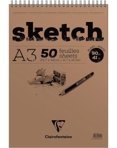 Скетчбук на спирали Sketch A3 50 л 90 г коричневый Clairefontaine