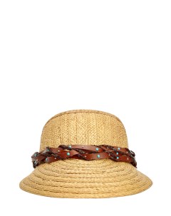 Шляпа козырек из плетеной рафии с кожаным ремешком Lorena antoniazzi