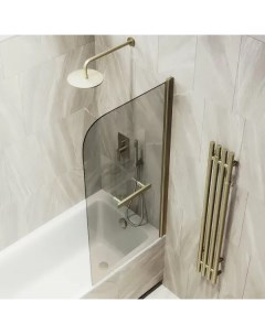 Шторка на ванну поворотная с полотенцедержателем 140х40 профиль бронзовый стекло бронзовое Maybahglass