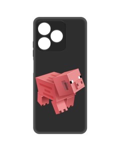 Чехол накладка Soft Case Minecraft Свинка для Realme C61 черный Krutoff