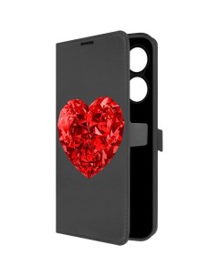 Чехол книжка Eco Book для Xiaomi Poco C61 Рубиновое сердце черный Krutoff