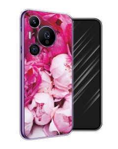 Чехол на Huawei Pura 70 Pro 70 Pro Plus Пионы розово белые Awog