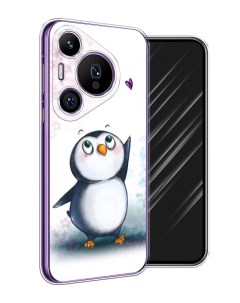 Чехол на Huawei Pura 70 Pro 70 Pro Plus Пингвин и сердечко Awog