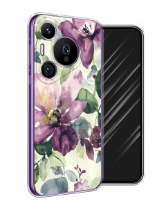 Чехол на Huawei Pura 70 Pro 70 Pro Plus Сиреневые цветы акварель Awog