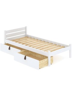 Кровать Классика с реечным основанием 200х90 с 2 выкатными ящиками белый Solarius