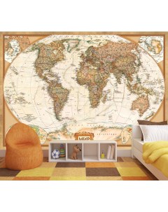 Фотообои MAPS Карта мира в стиле ретро флизелиновые 300х210см Artdeluxe