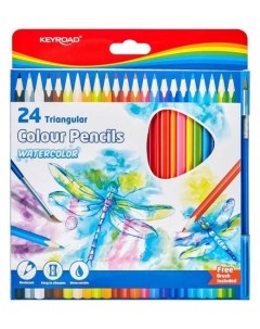 Карандаши акварельные Watercolor KR972680 с кистью 24 цвета Keyroad