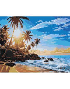 Картина по номерам Море Тропический пляж с пальмами Цветное