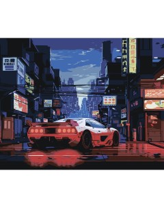 Картина по номерам Машины Тойота в стиле ретровейв Цветное