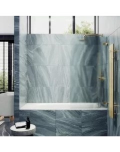 Шторка на ванну поворотная 140х70 профиль золотой стекло сатин Maybahglass