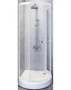 Душевой уголок Стронг 110х110 профиль белый стекло матовое с низким поддоном Radomir