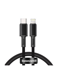 Кабель USB Type C Lightning 8 pin быстрая зарядка 5А 20 Вт 1 м черный High Density Braided CATLGD 01 Baseus