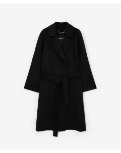 Пальто мягкой свободной формы с запахом черное Glvr