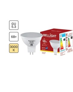 Лампа светодиодная MR16 GU5 3 220 240 В 6 Вт спот матовая 520 лм теплый белый свет Bellight