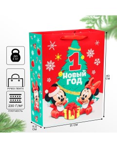 Новый год пакет подарочный 31х40х11 5 см упаковка микки маус Disney