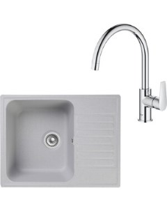 Кухонная мойка и смеситель Quarz GF-Z13, Grohe BauEdge 31367001 с сифоном, серая Granfest