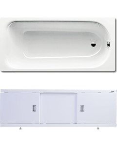 Ванна стальная Saniform Plus 371 1 170x73x41 с экраном Emmy Виктория и ножками Kaldewei