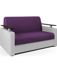 Диван кровать Шарм 160 фиолетовая рогожка и экокожа белая Шарм-дизайн