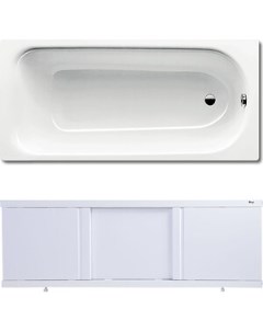 Ванна стальная Saniform Plus 360 1 140x70 с экраном Emmy Элис и ножками Kaldewei