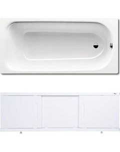 Ванна стальная Saniform Plus 371 1 Easy Clean 170x73 с экраном Emmy Соната и ножками Kaldewei