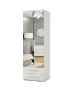 Шкаф для одежды с ящиками Комфорт МШЯ 21 60х60 с зеркалами белый Шарм-дизайн