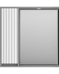 Зеркальный шкаф Balaton BAL 04080 01 01Л 77 6x80 см L с подсветкой выключателем белый матовый серый  Brevita