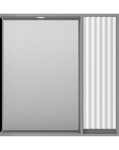 Зеркальный шкаф Balaton BAL 04080 01 01П 77 6x80 см R с подсветкой выключателем белый матовый серый  Brevita