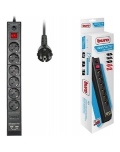 Сетевой фильтр BU SP1 8_USB_2A B 1 8м 6 розеток черный Buro