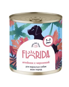 Консервы для собак Ягненок и черника 240 г Florida