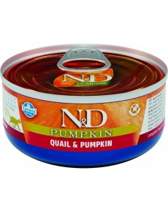 Cat Pumpkin консервы для взрослых кошек Перепел и тыква 70 г Farmina n&d