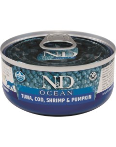 Cat Ocean Adult консервы для взрослых кошек Тунец треска креветки и тыква 70 г Farmina n&d
