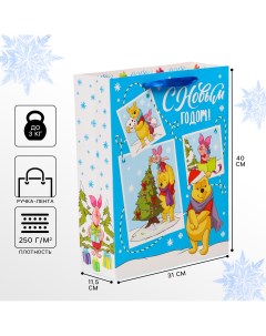Новый год пакет подарочный 31х40х11 5 см упаковка медвежонок винни Disney
