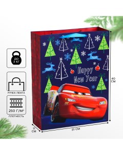 Новый год пакет подарочный 31х40х11 см упаковка тачки Disney