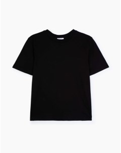 Чёрная базовая футболка Loose straight из тонкого джерси Gloria jeans