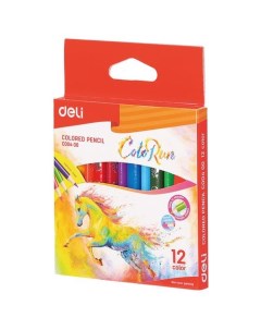 Карандаши ColoRun EC00400 EC00400 трехгранный тополь 12 цв коробка европодвес 48 шт кор Deli