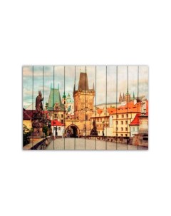 Картина на дереве Карлов мост Прага 60х90 см Коричневый 60 Дом корлеоне