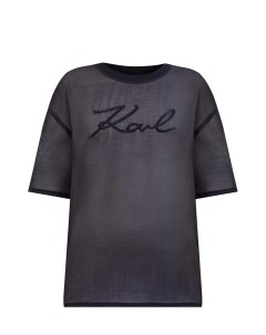 Свободная футболка K Signature из полупрозрачной органзы Karl lagerfeld