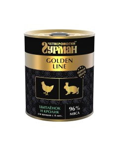 Golden Line Влажный корм (консервы) для щенков, цыпленок и кролик, 340 гр. Четвероногий гурман