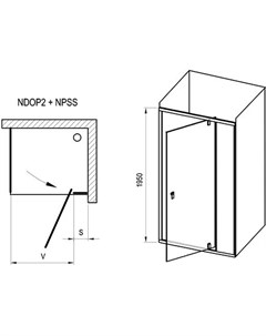 Душевой уголок 100x90 см Nexty NDOP2 + NPSS 03OA0U00Z1 + 90O70U00Z1 прозрачное Ravak