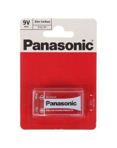 Батарейка, 9V (6F22), Zinc-carbon, солевая, 9 В, блистер Panasonic