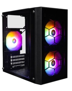 Корпус mATX FIREBASE X1 X1-BK-3F1 черный, без БП, окно из закаленного стекла, USB3.0, USB2.0, audio 1stplayer