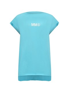 Туника с белым лого бирюзовая Mm6 maison margiela