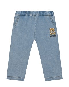 Голубые джинсы с принтом медвежонок Moschino
